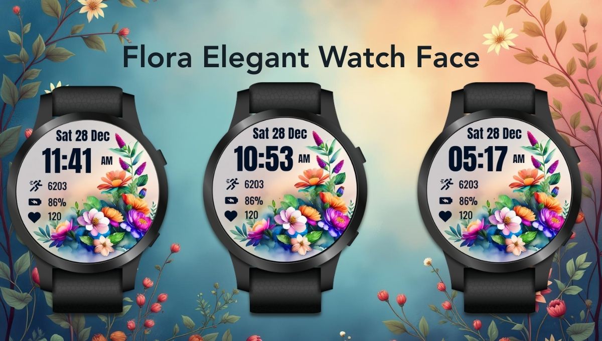 🌸 Flora Elegant Watch Face – A Perfect Floral Digital Design for Wear OS