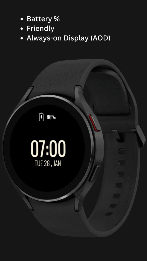 Power Saver Watch Face battery efficient Wear OS smartwatch with minimal digital display