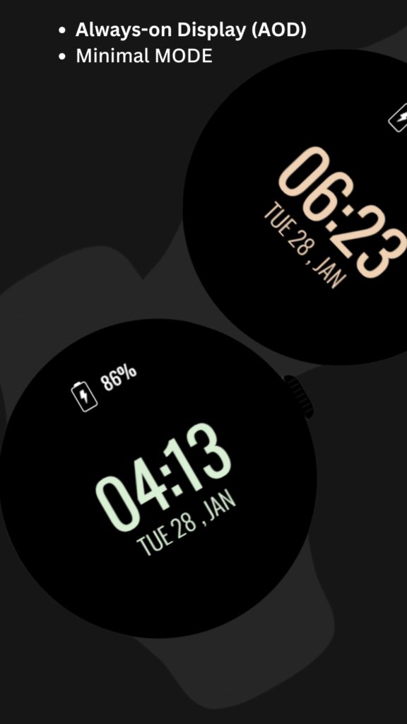 Power Saver Watch Face battery efficient Wear OS smartwatch with minimal digital display
